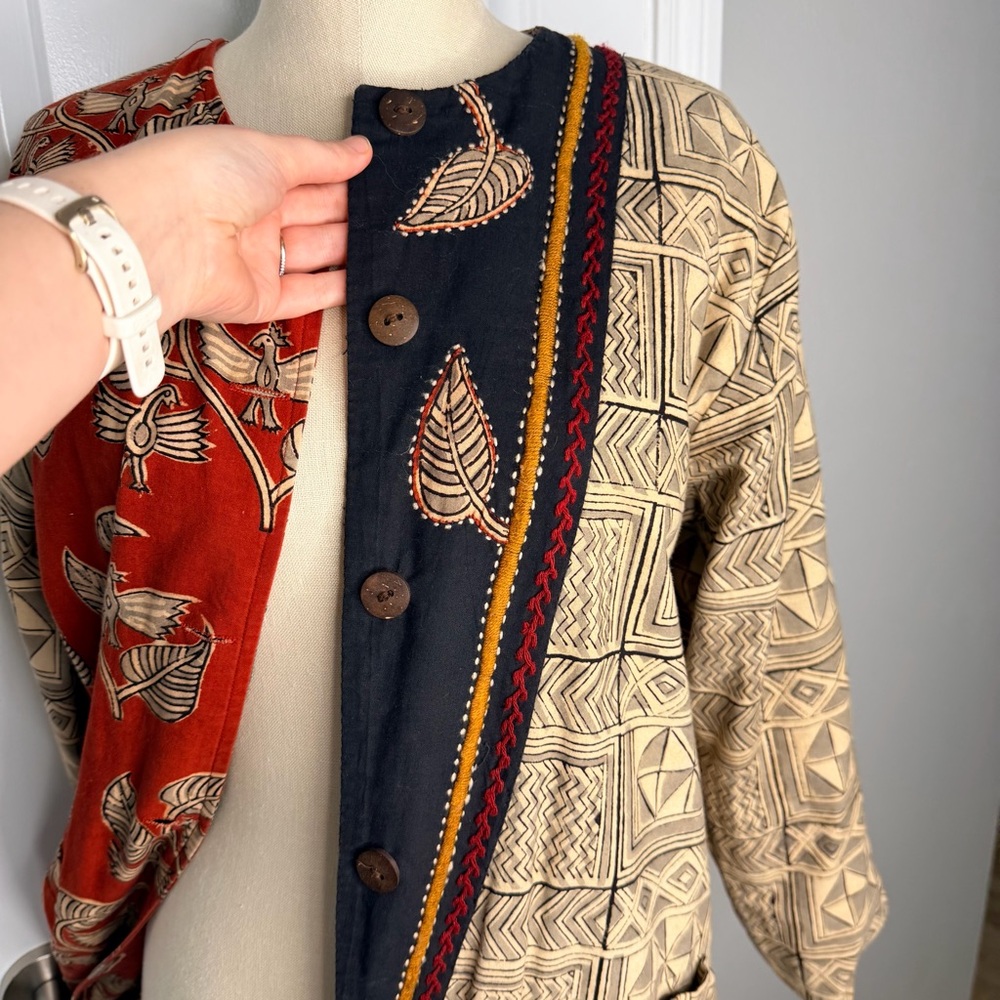 Boho Reversible Cotton Patchwork Jacket with Kant… - image 3